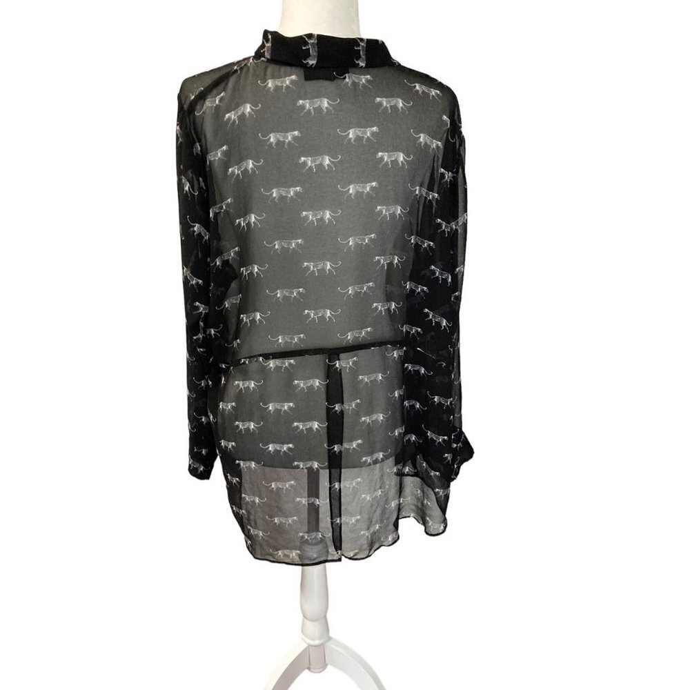 Lane Bryant Sheer Cheetah Print Button Up High Low Blouse Size 22/24 - Picture 2 of 8